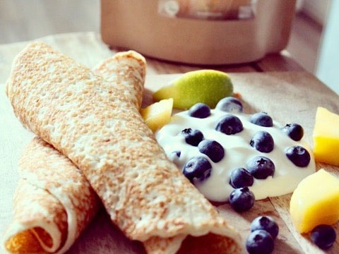 Vegan blueberry proteïne pannenkoeken recept