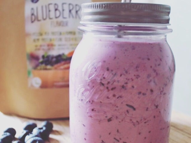 Healthy blauwe bessen proteïne smoothie