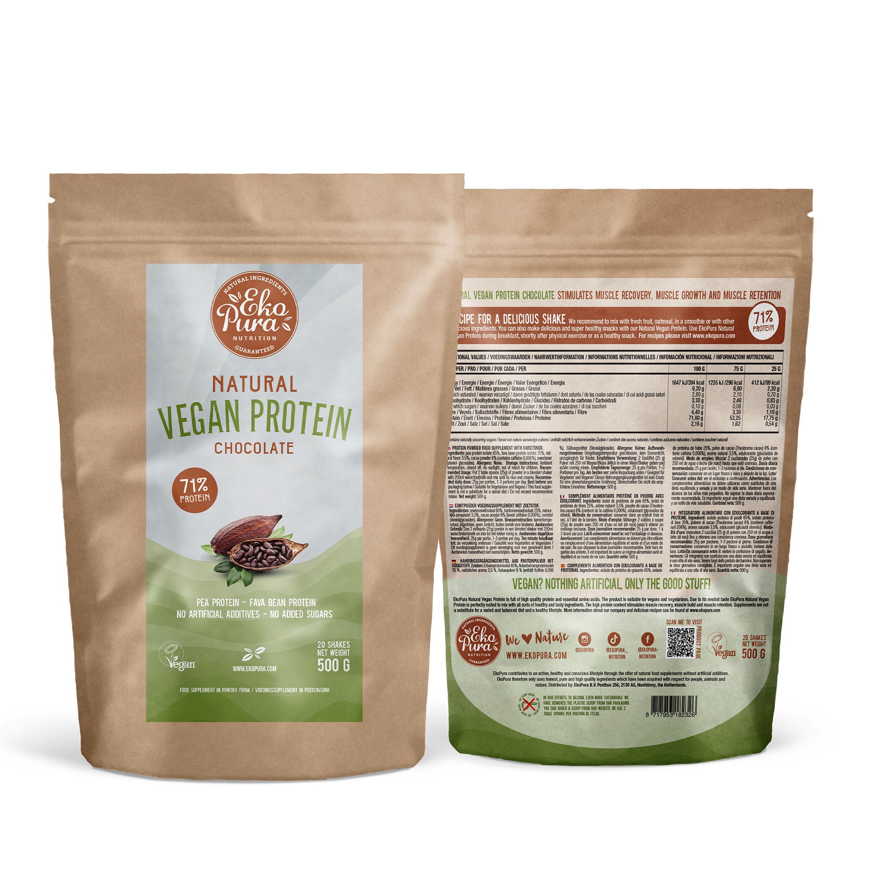 Pouch Ekopura vegan protein chocolate vkak