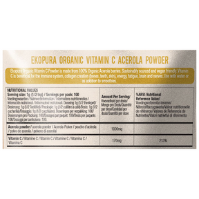 Voedingswaarden Ekopura Vitamine C Acerola Poeder Bio