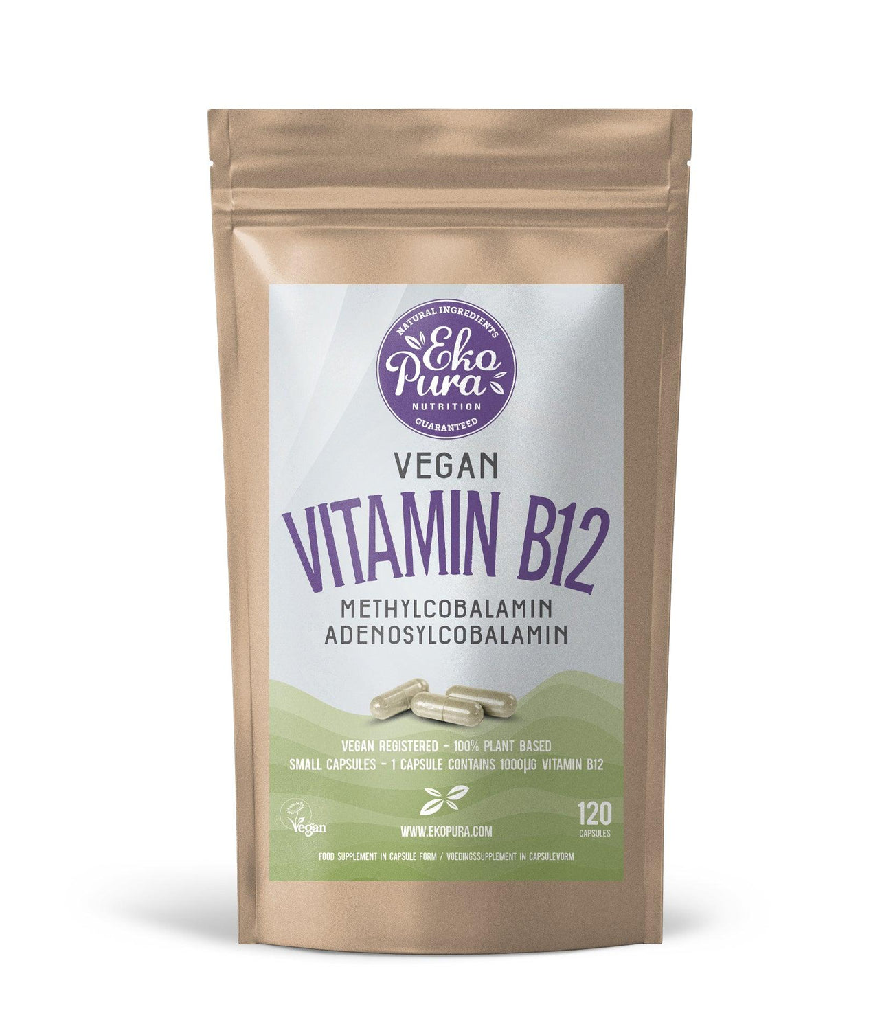 Vegan Vitamin B12 Ekopura pouch + capsules