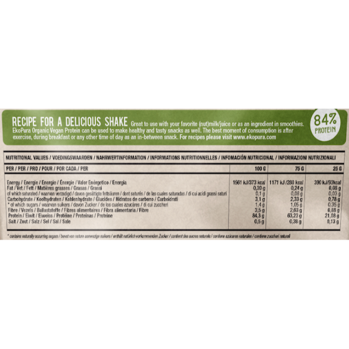 Voedingswaarden Ekopura Vegan Protein Biologisch